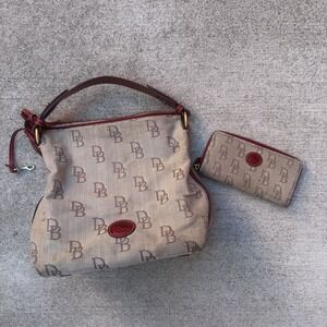 Dooney and Bourke Vintage‎ Monogram Canvas Tassle Shoulder Bag and Wallet Y2K
